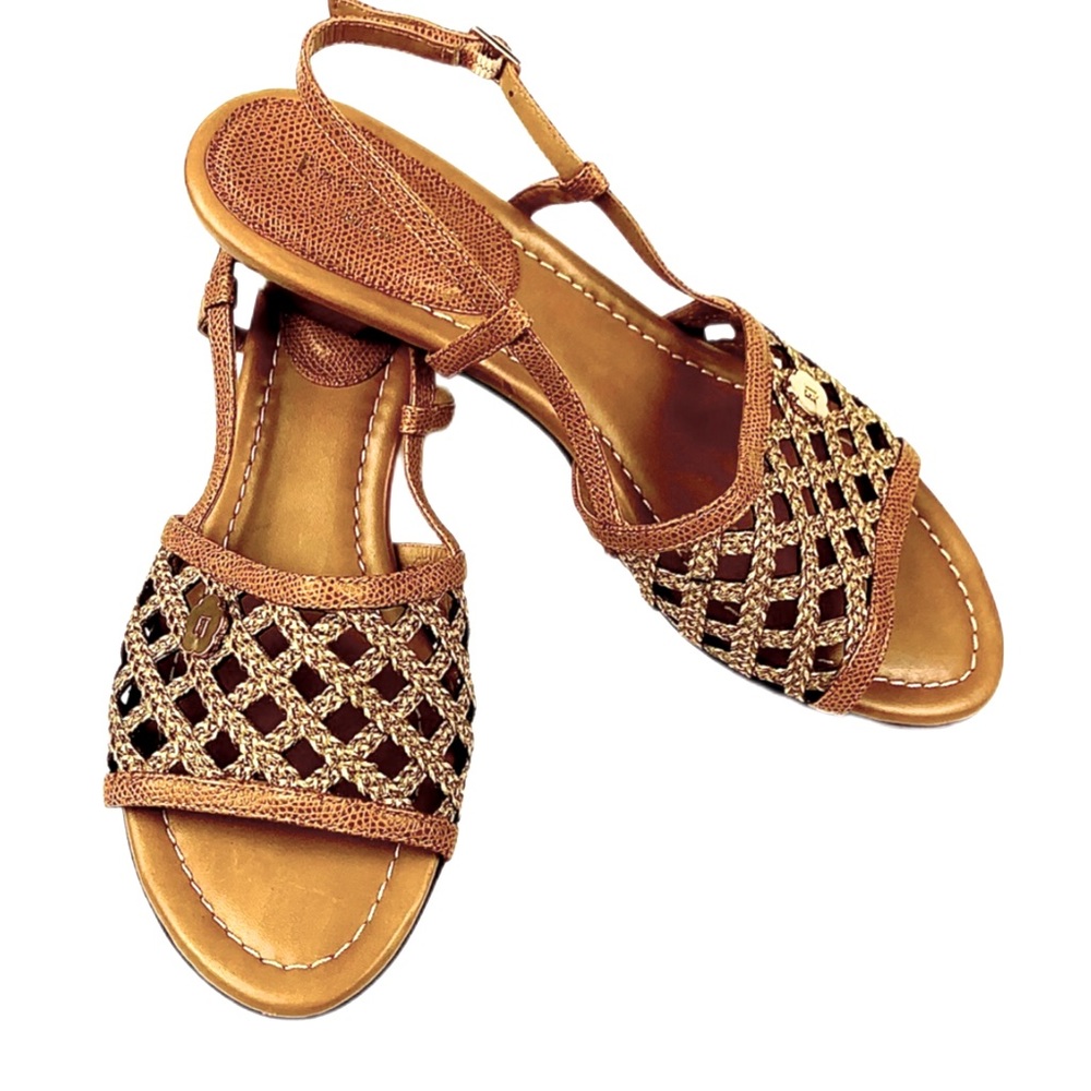 Eric Javits New York Tan Leather Slingback Sandals Size 9N